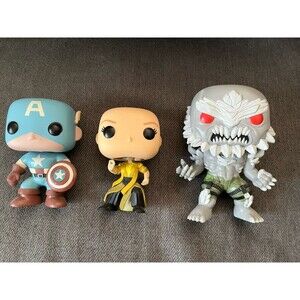Funko Pop Lot of 3 Marvel DC Bobble-Head Figurines Loose Figures ONLY -captain